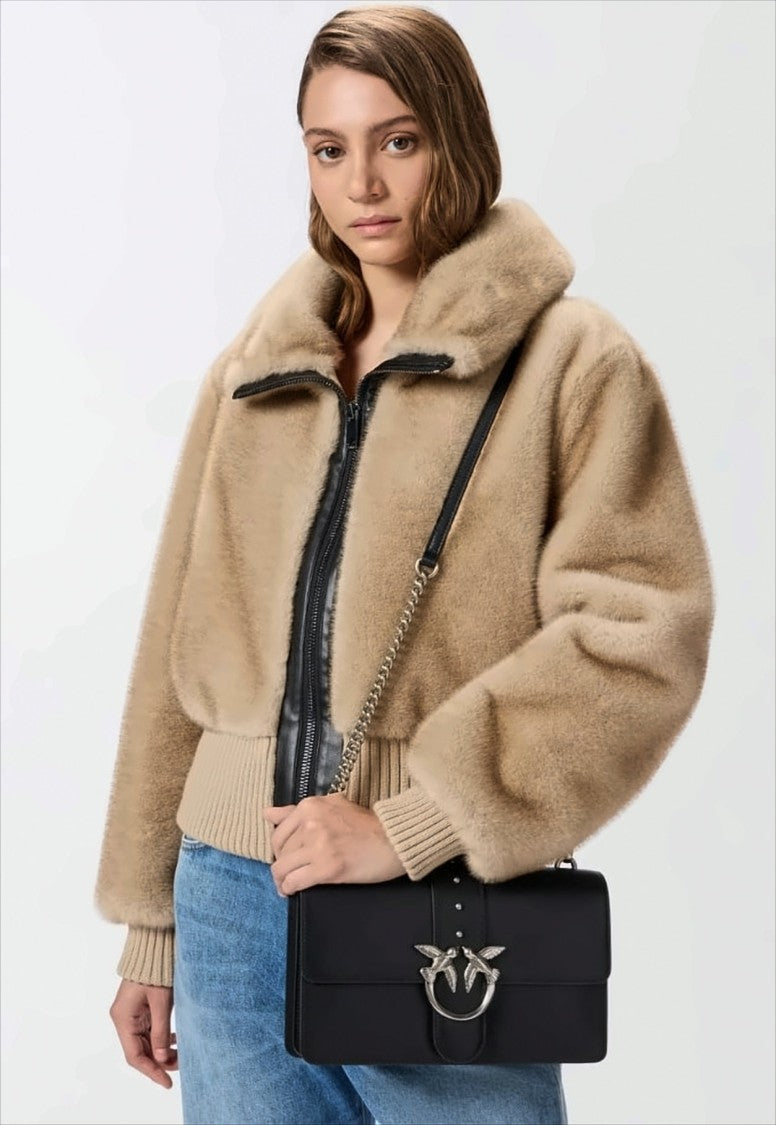 Pinko Black Calf Leather Bag