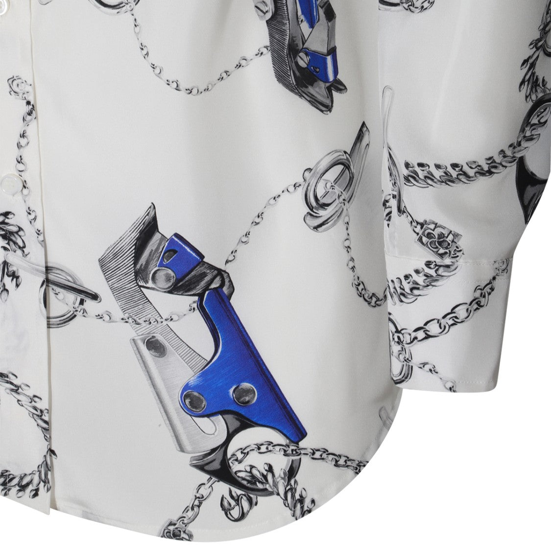 Burberry White Silk Round Hem Shirt