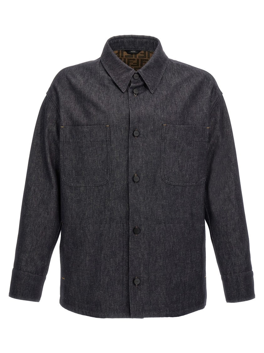 Fendi Grey Cotton Denim Jacket