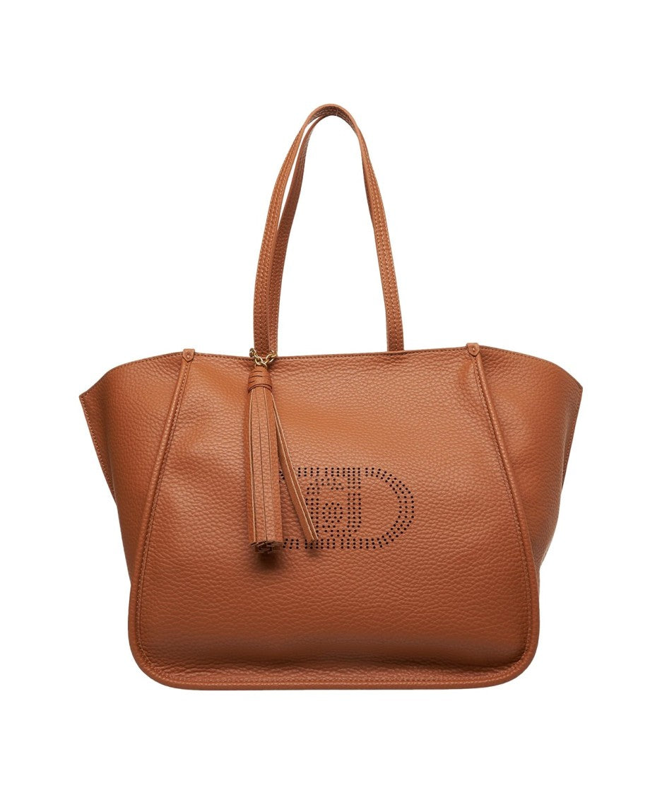 Liu Jo Textured Brown Shopper Bag With Logo