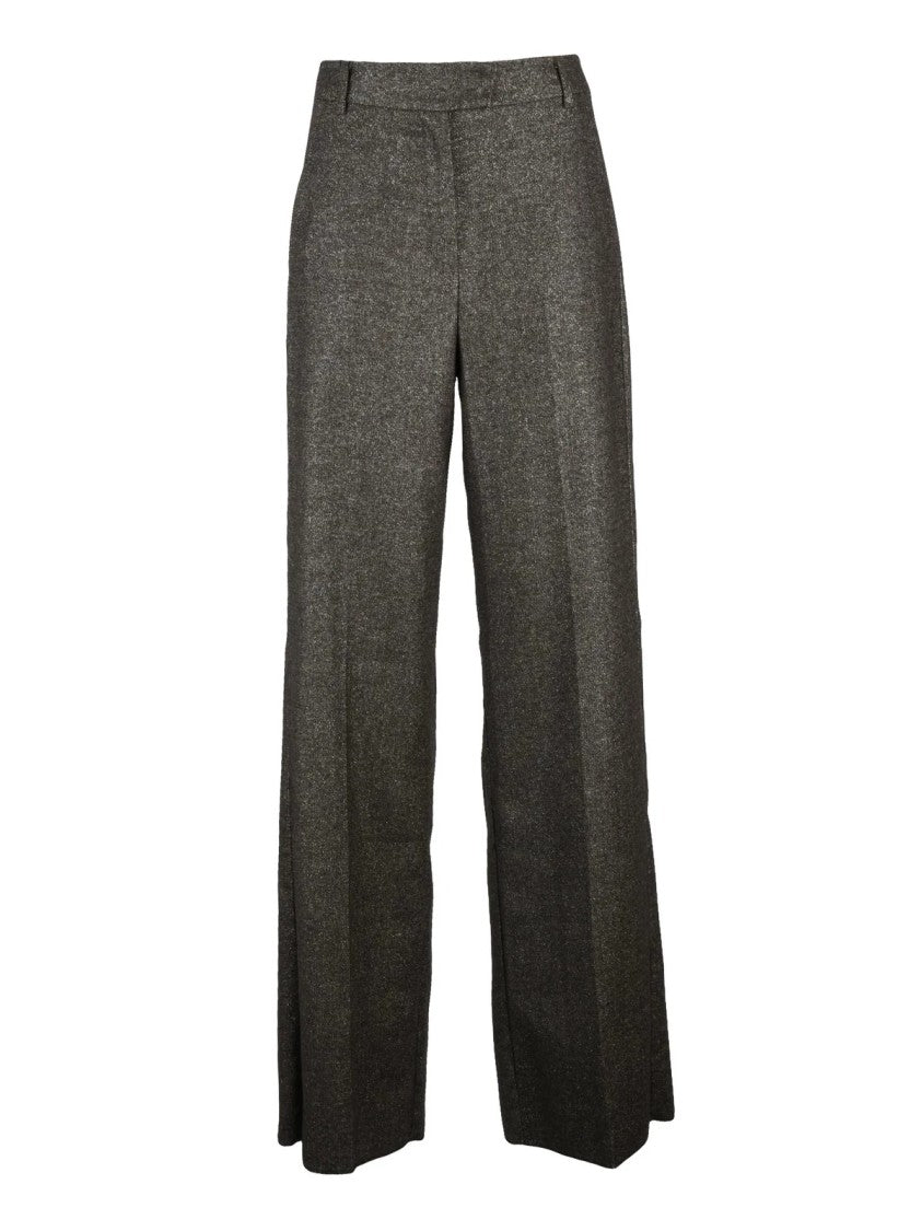 Marella High-Waist Brown Trousers With Shimmering Texture
