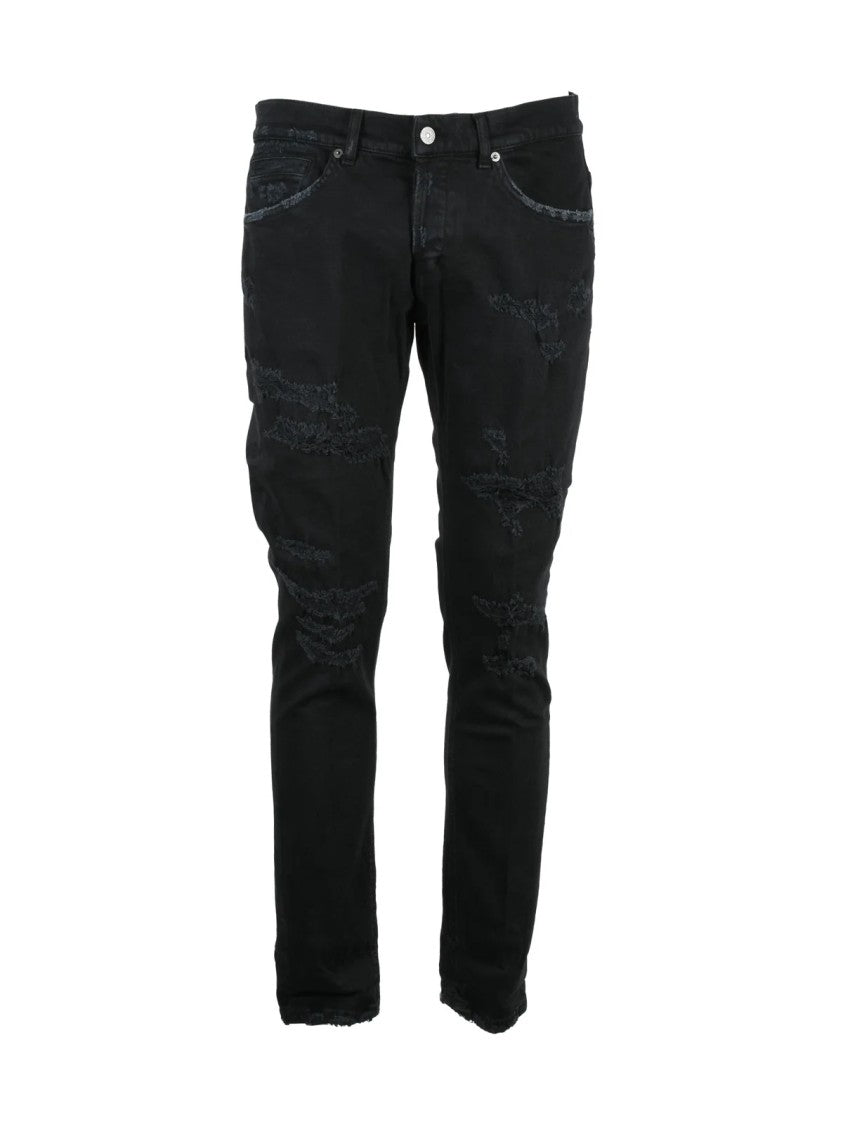 Dondup Black George Distressed Skinny-Leg Jeans