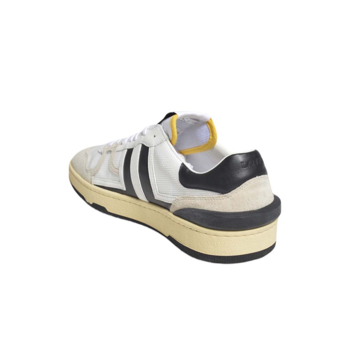 Lanvin Black And White Leather Clay Low Mesh Sneakers