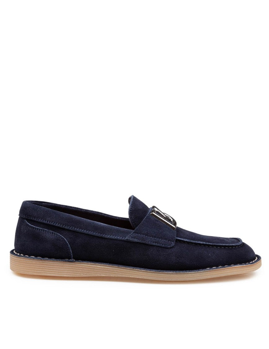 Dolce & Gabbana Blue Suede Moccasins