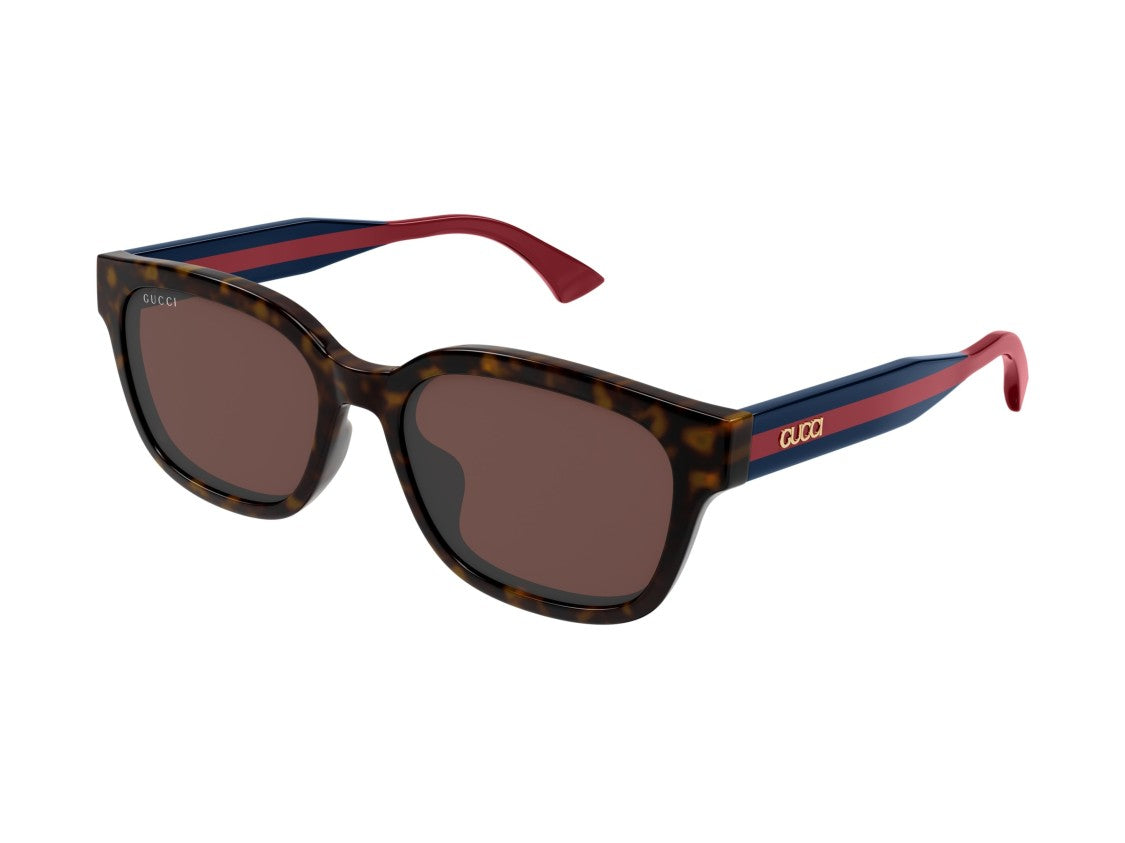 Gucci Gold Gg1872sk Striped Tortoiseshell Square Sunglasses