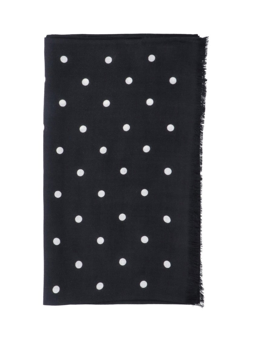 Destin Black Polka Dot Wool Scarf