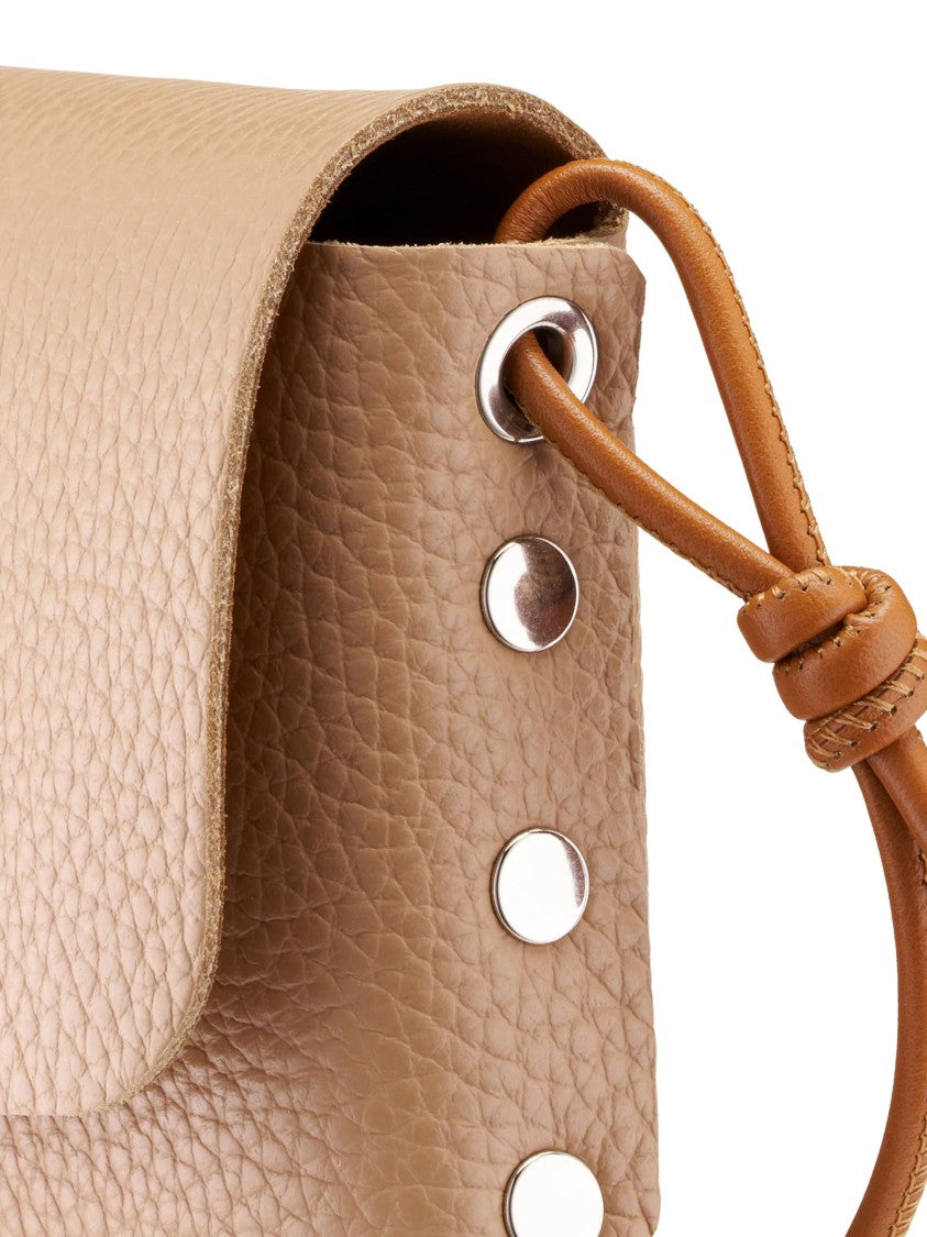 Zanellato Brown Textured Leather Twist Lock Shoulder Bag