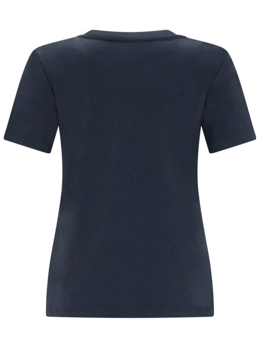Max Mara Bingo Navy Embellished Cotton-Modal T-Shirt