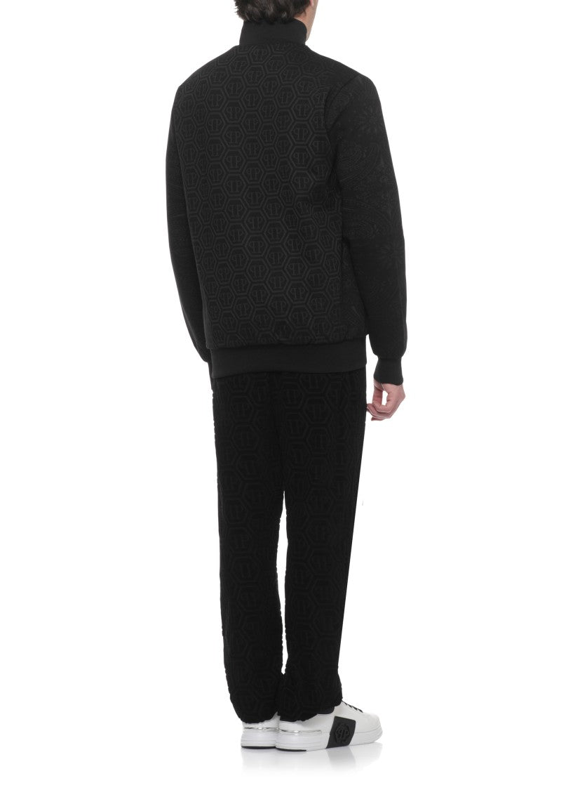 Philipp Plein Black Monogram Paisley Cotton Sweatshirt