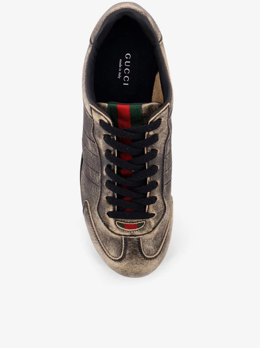 Gucci Metallic Shift Distressed Low-Profile Sneakers