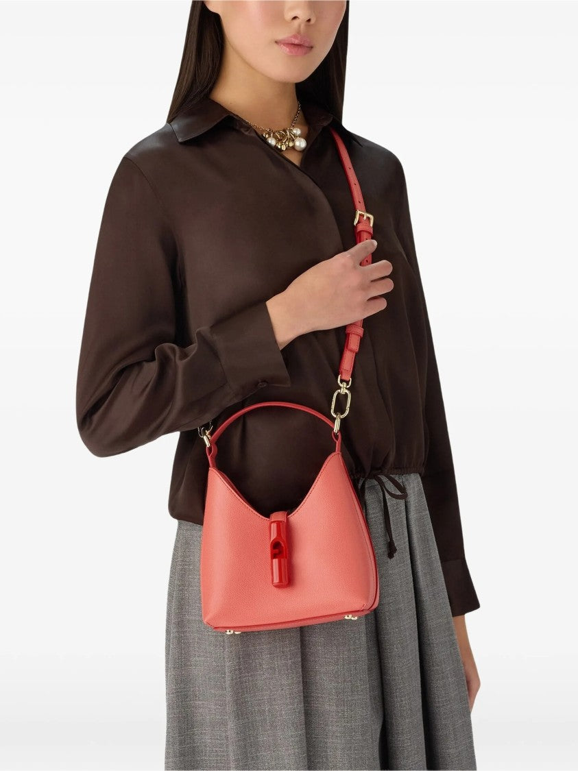 Furla Iride Mini Hobo Red Textured Leather Bag