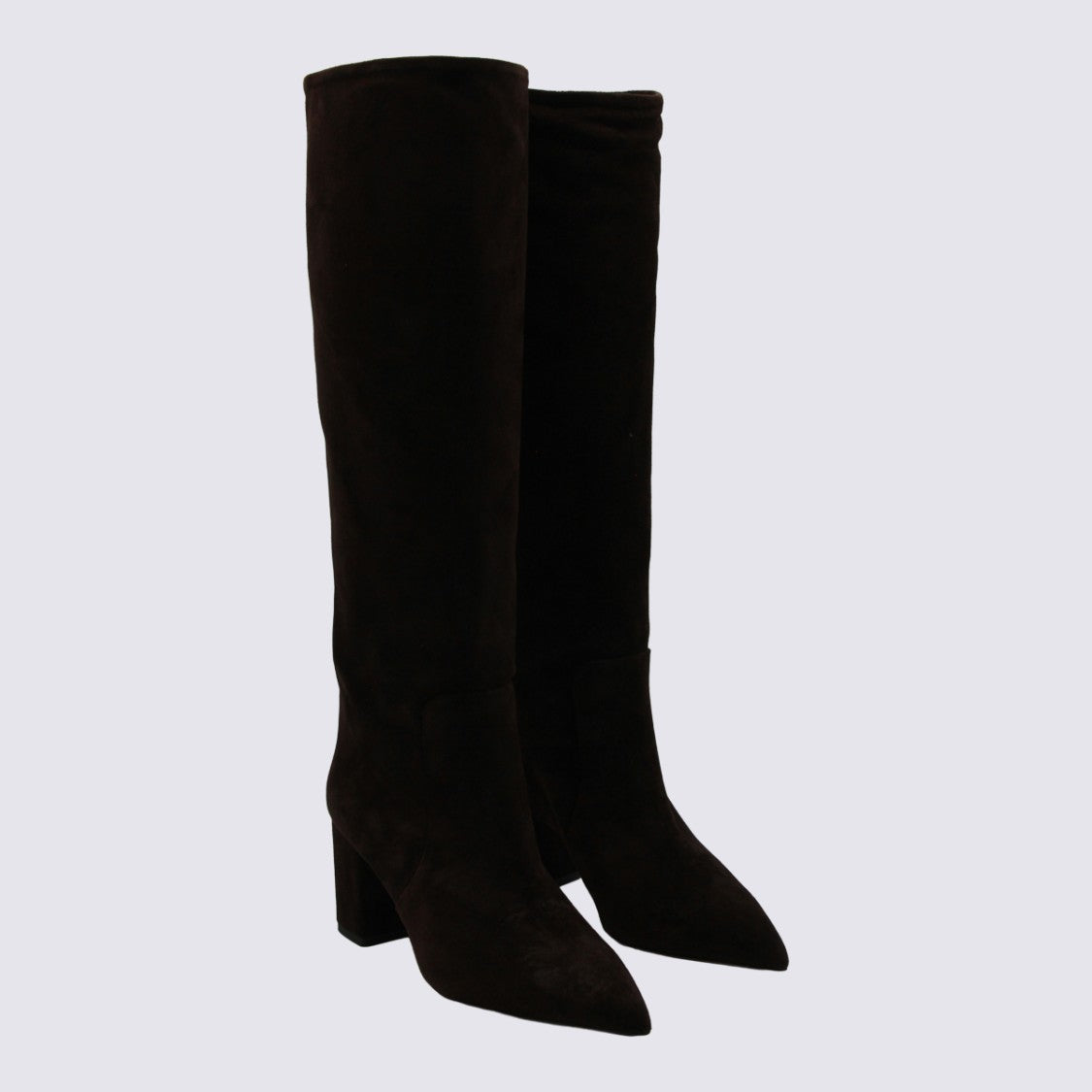 Paris Texas Pointed Toe Knee-Height Boots With Velvety Texture