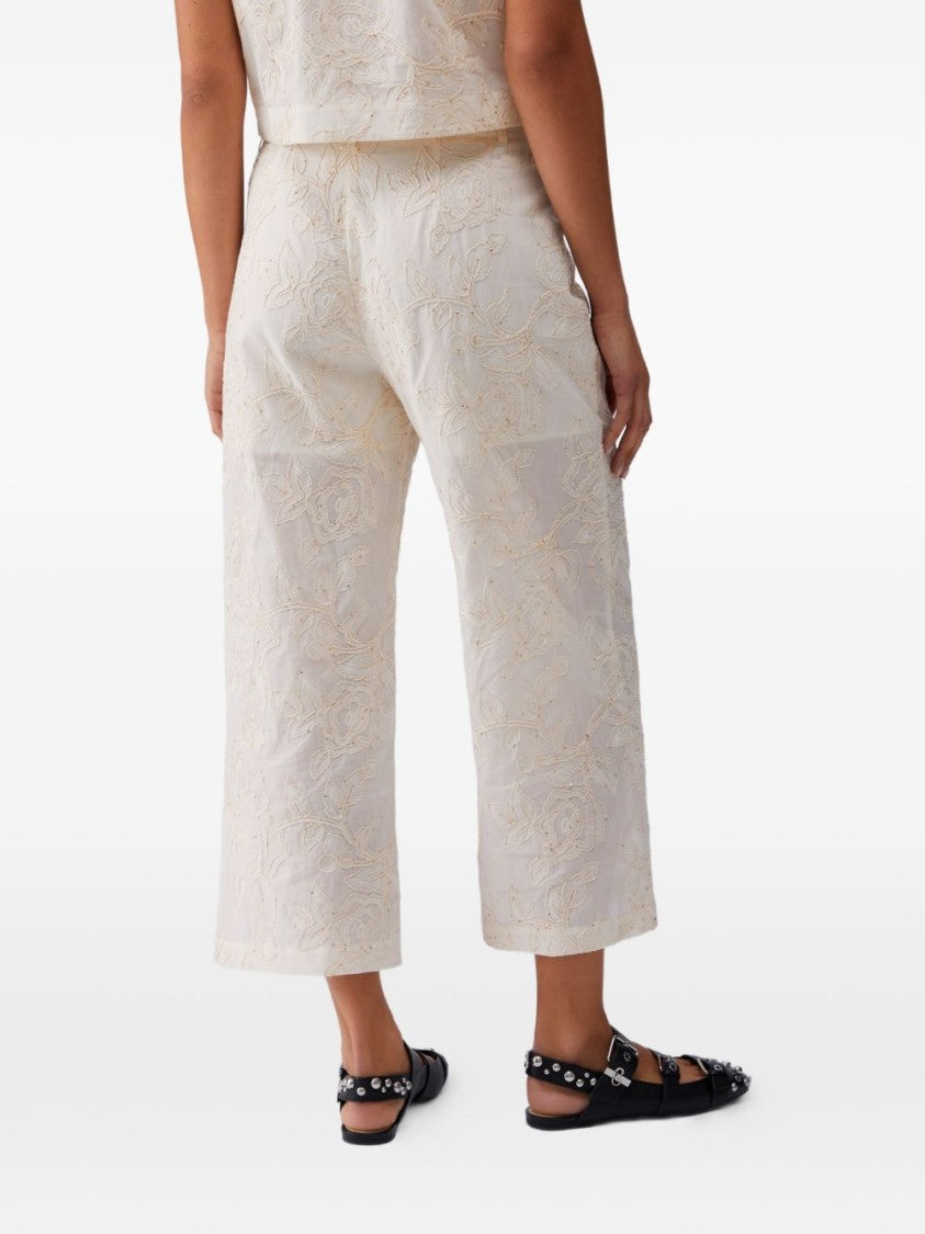 Liu Jo Beige Embroidered Sequin Trousers