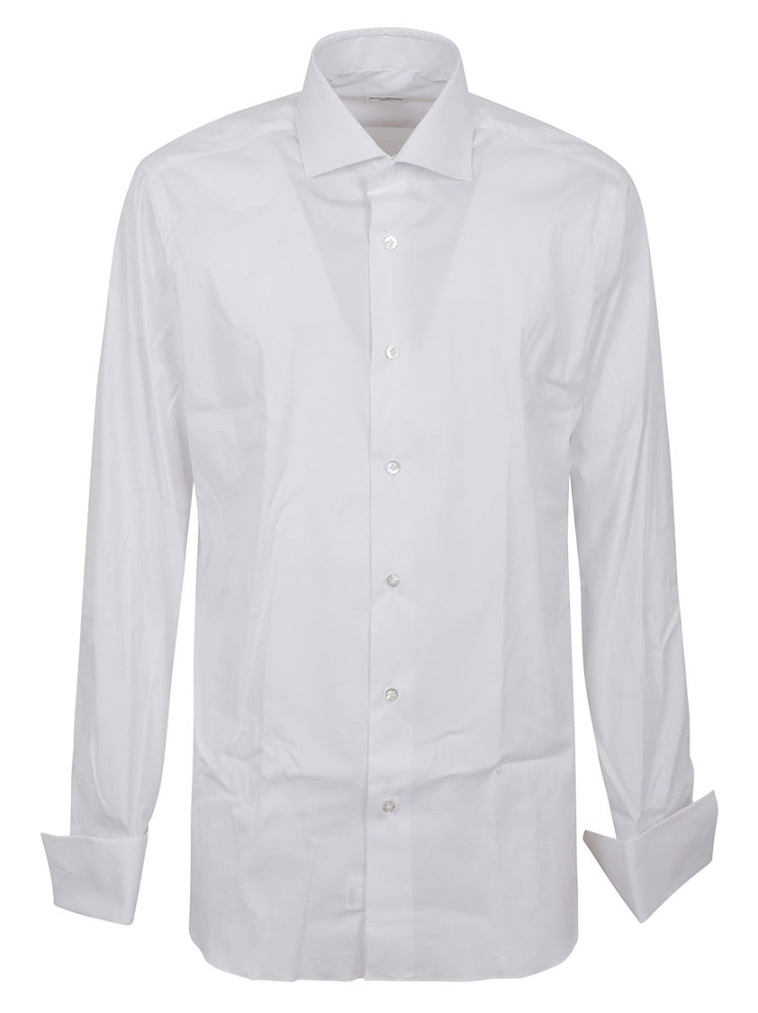 Buonamassa Crisp White Long-Sleeve Button-Down Shirt With Tailored Fit