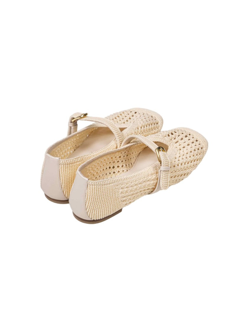 Stuart Weitzman Leora Woven Rounded Toe Mary Jane Flats