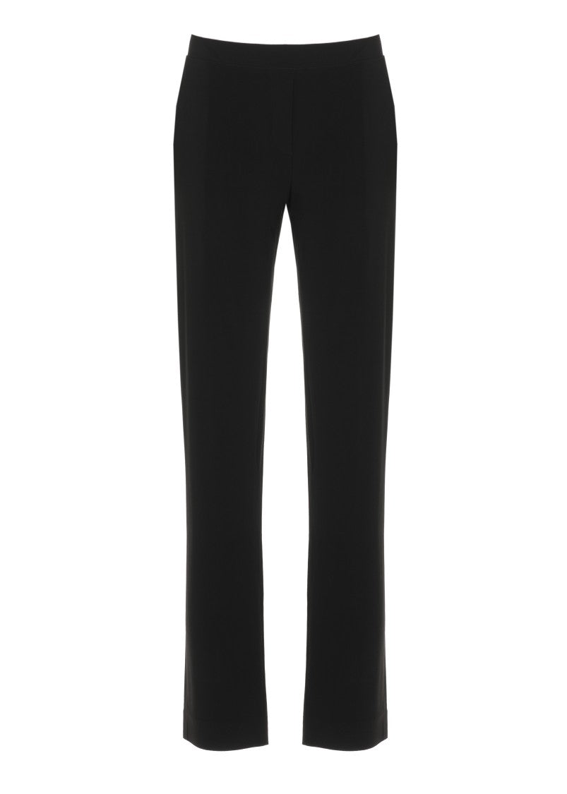 Norma Kamali Black Elastic Waist Side Pockets Straight-Leg Pants