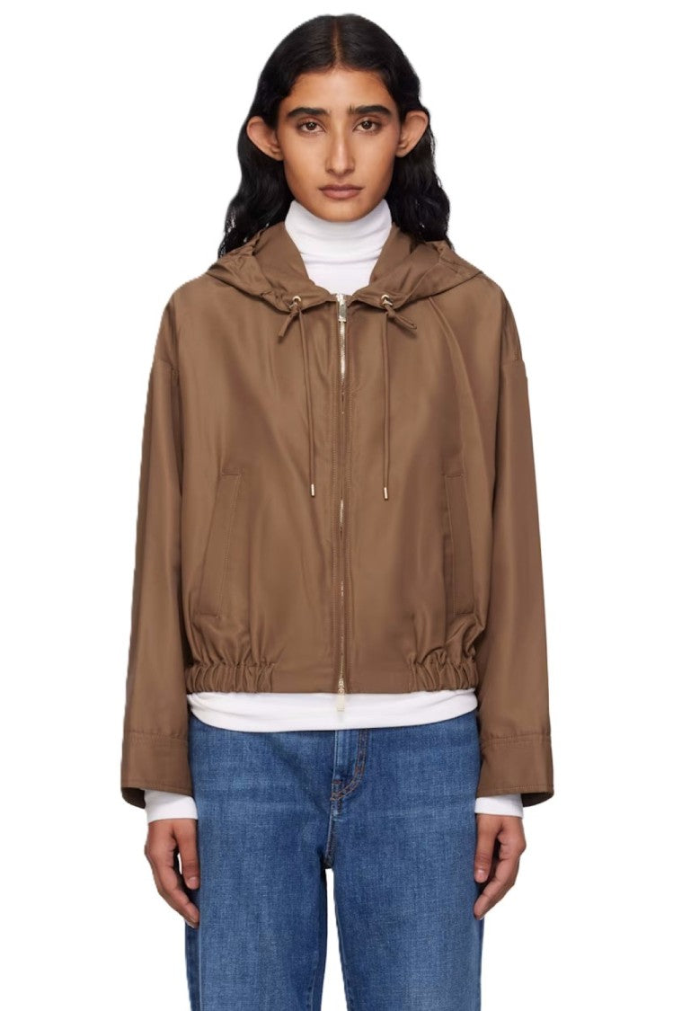 Max Mara Versatile Brown Cropped Jacket With Adjustable Hood
