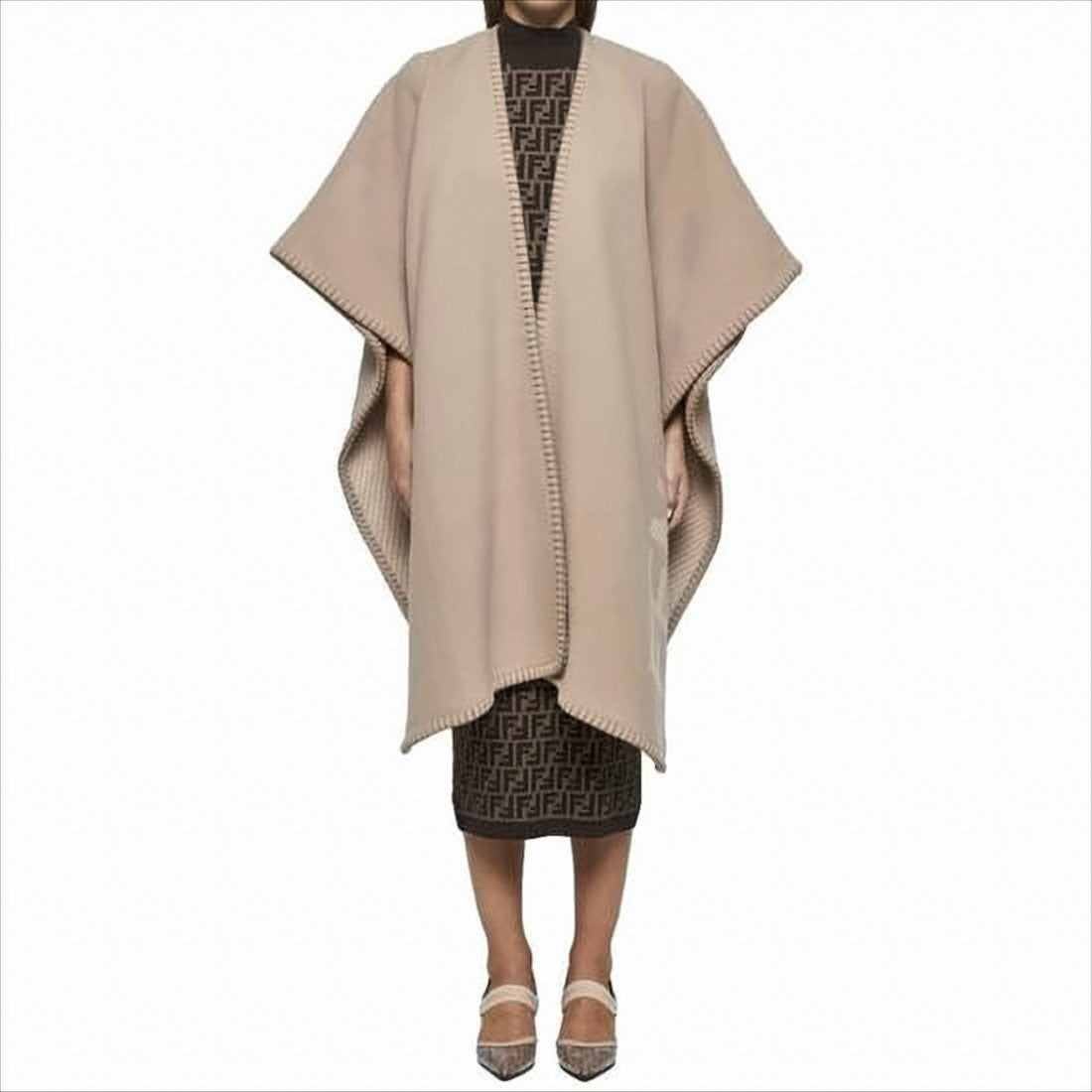 Fendi Beige Wool And Cashmere Blend Wrap