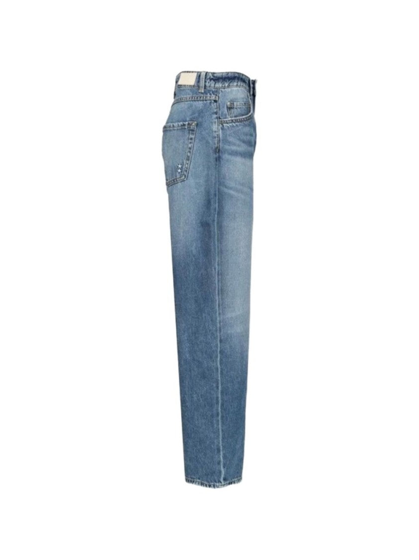 Icon Denim High-Waisted Frayed-Hem Denim Wide-Leg Jeans