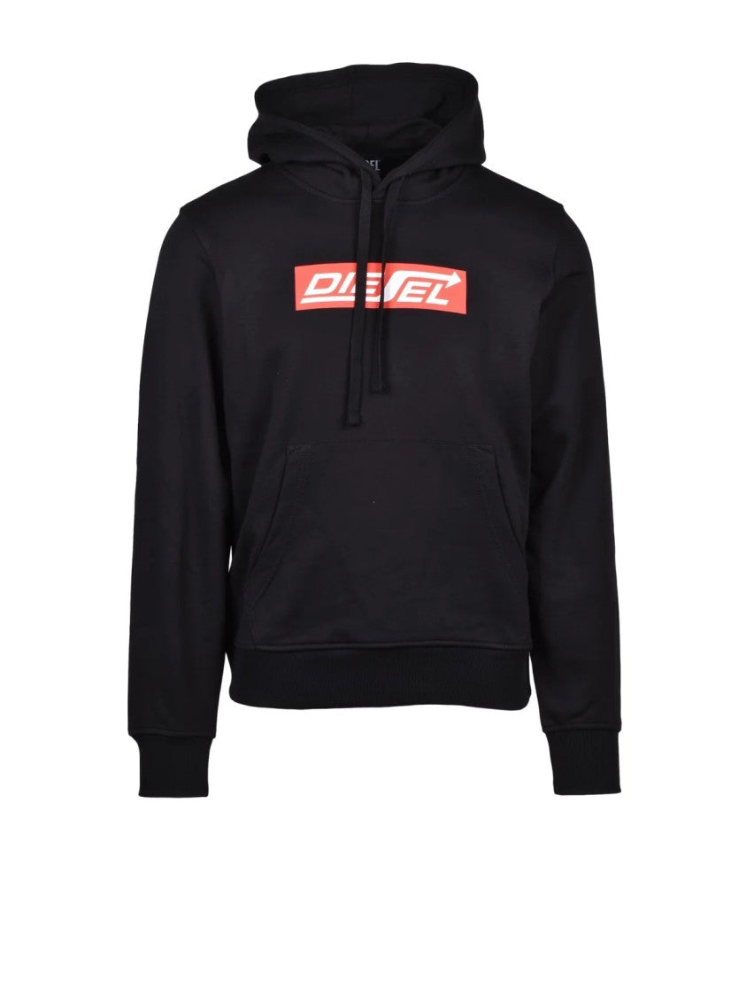 Diesel Black Cotton Logo Hoodie