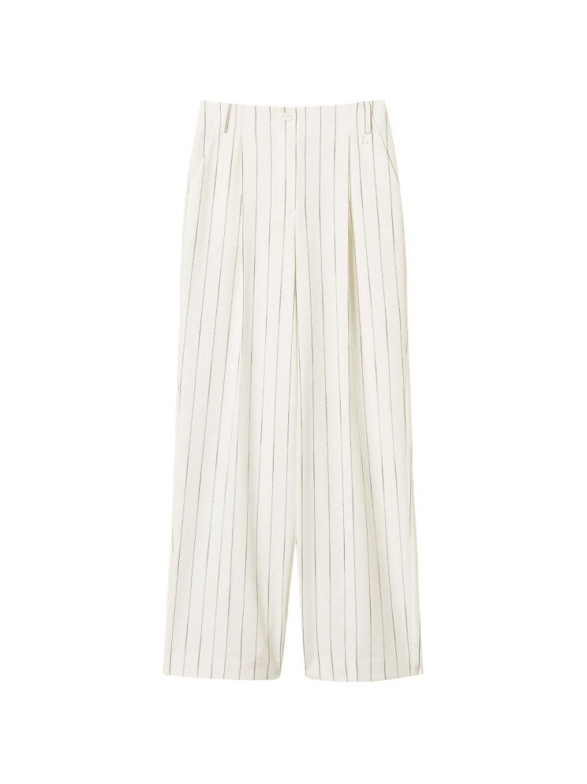 Twin-Set Off-White Pinstripe Palazzo Wide-Leg Pants