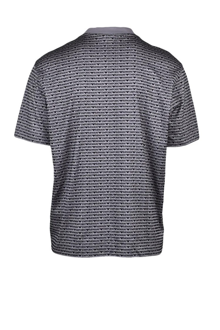 Emporio Armani Grey Textured Lyocell-Blend T-Shirt