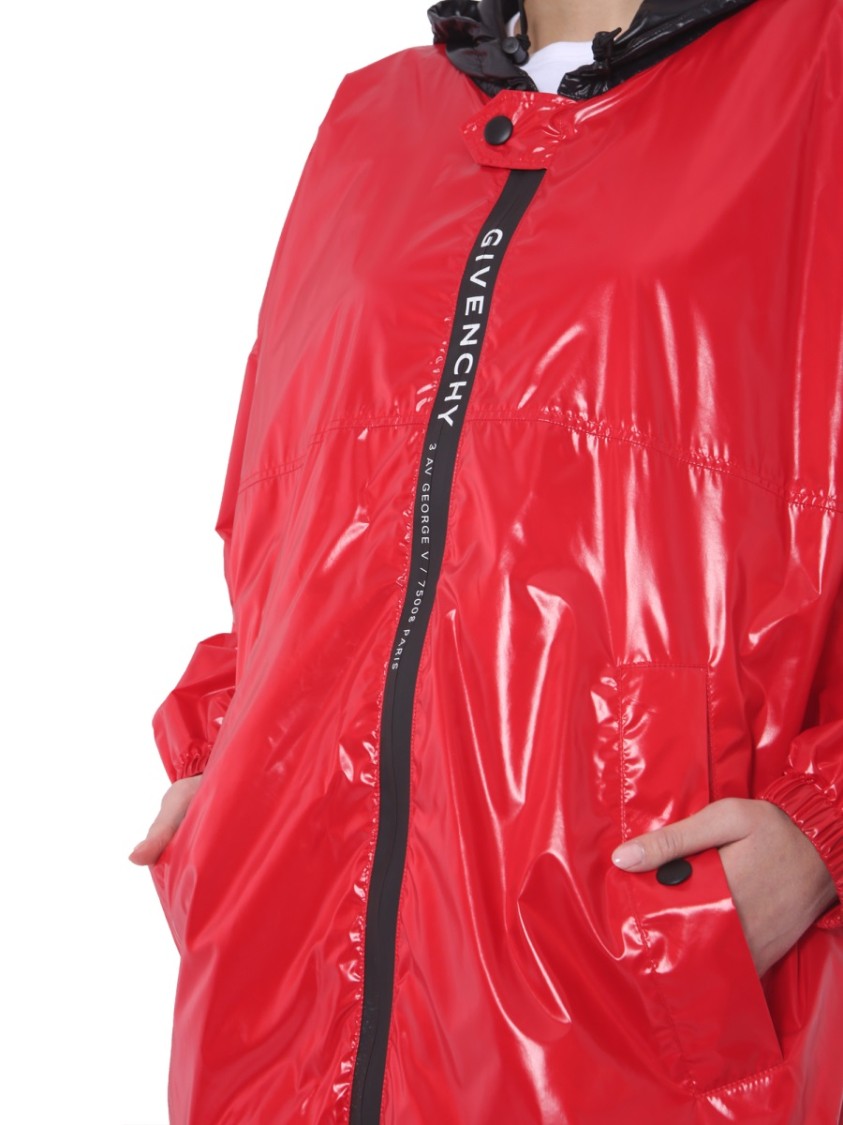 Givenchy Glossy Red Hooded Wind Jacket