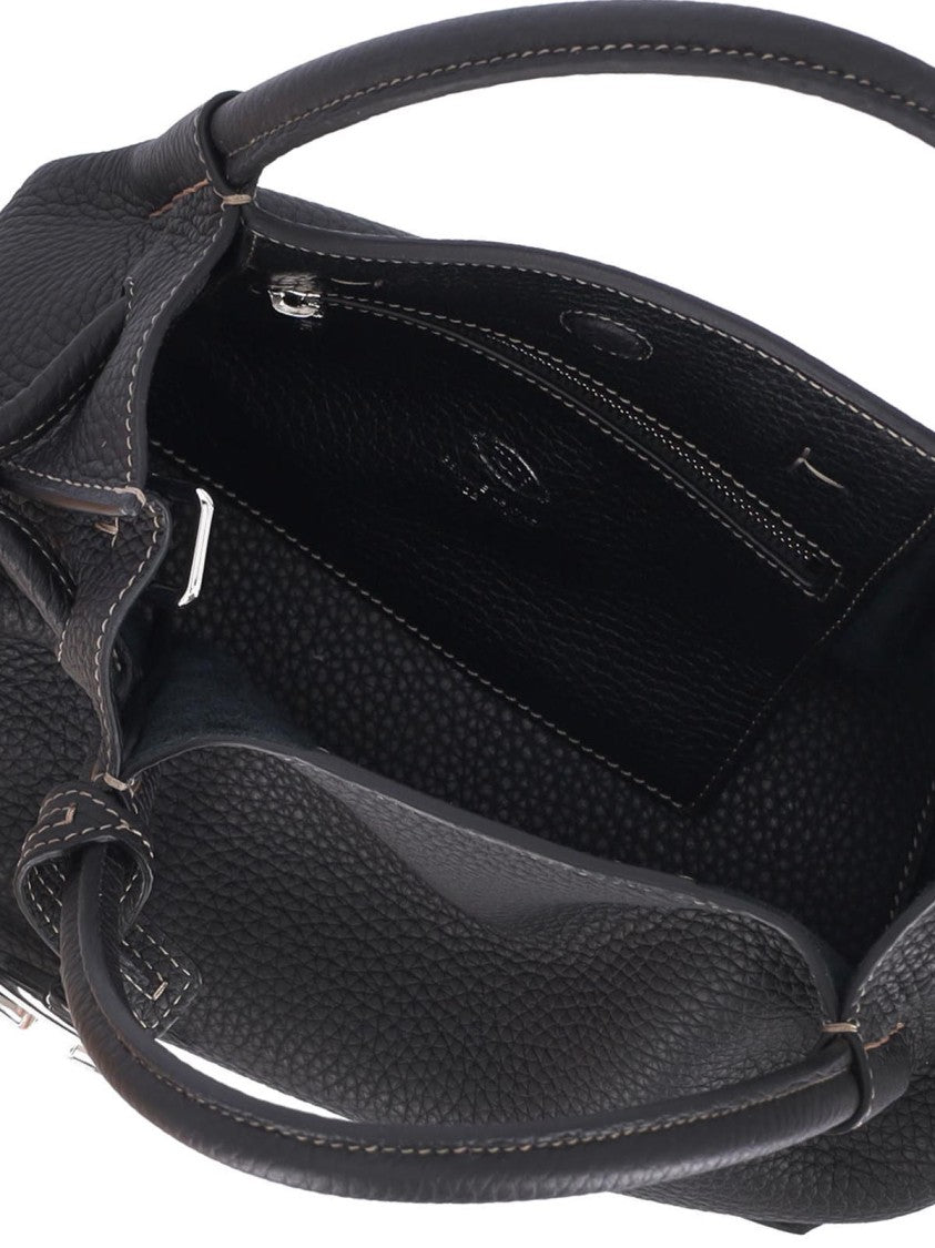 Tod's Small Black Pebbled Leather Bucket Bag