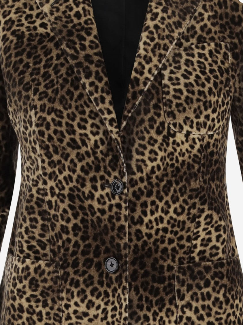 Tagliatore Cupro Jacket With Leopadrata Pattern