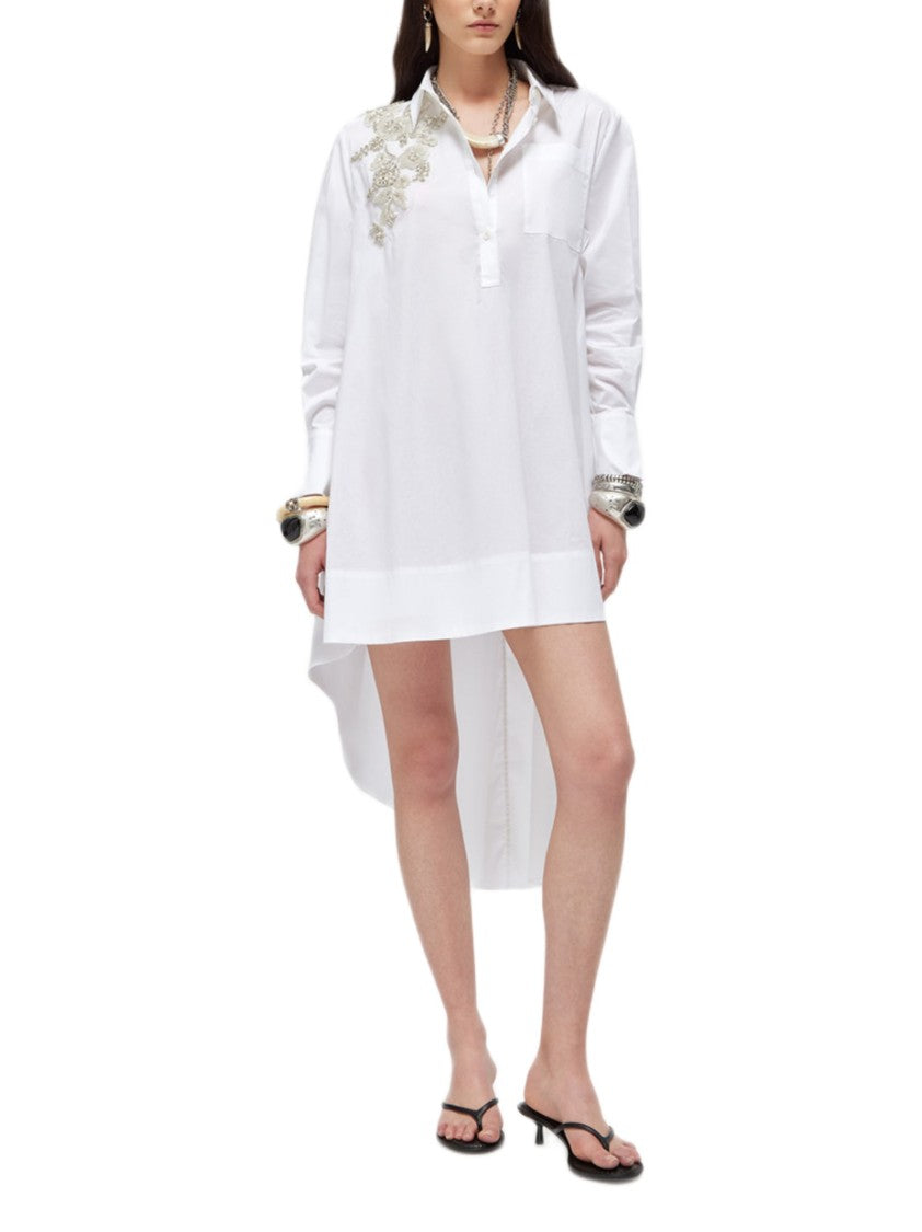 Blugirl High-Low Hemline Dress With Floral Embellishments