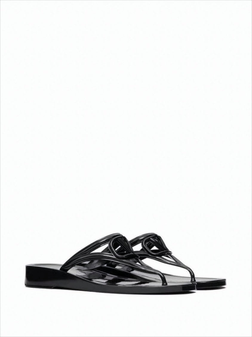 Valentino Glossy Rubber Slip-On Sandals