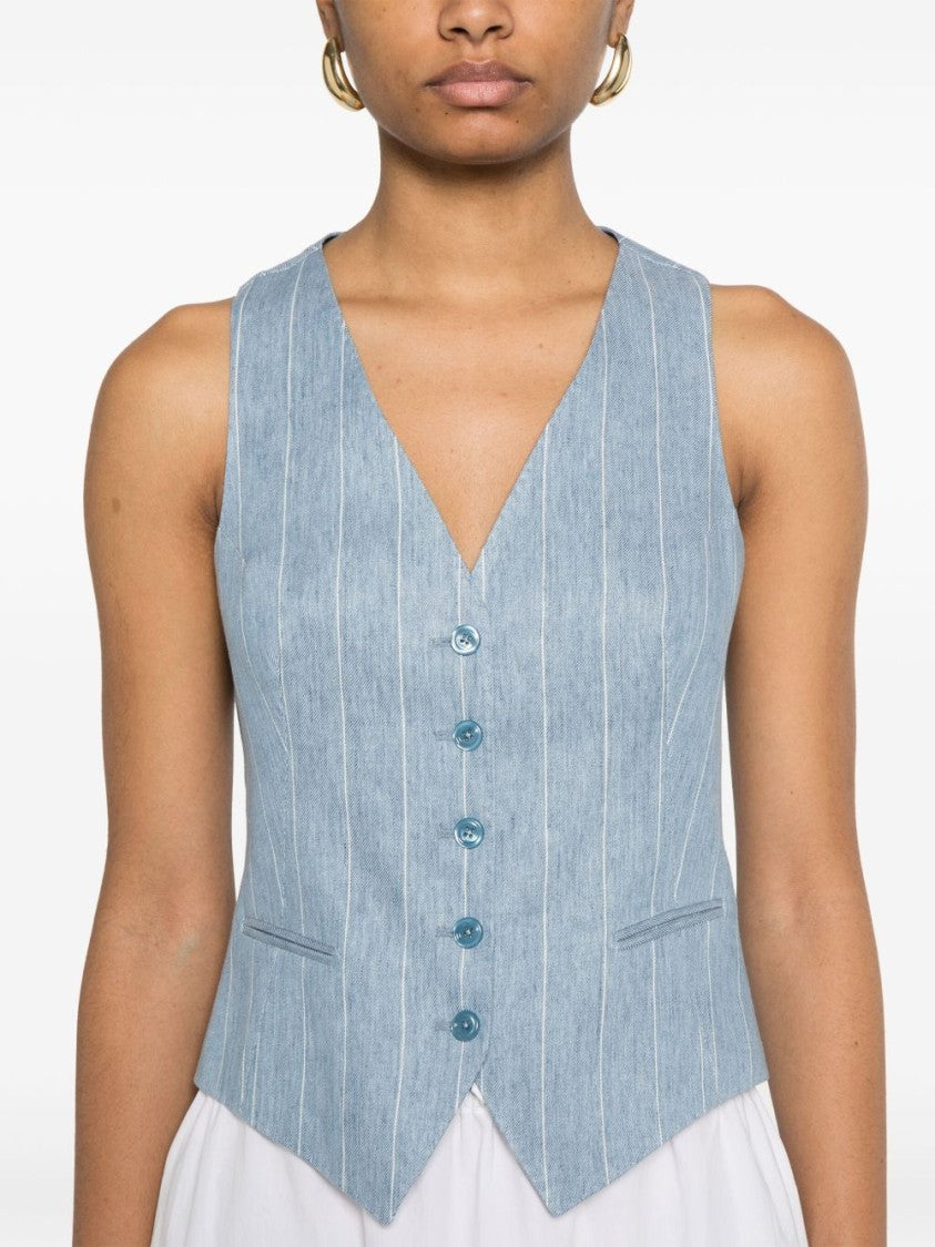 Tagliatore Cerulean Blue Striped Vest