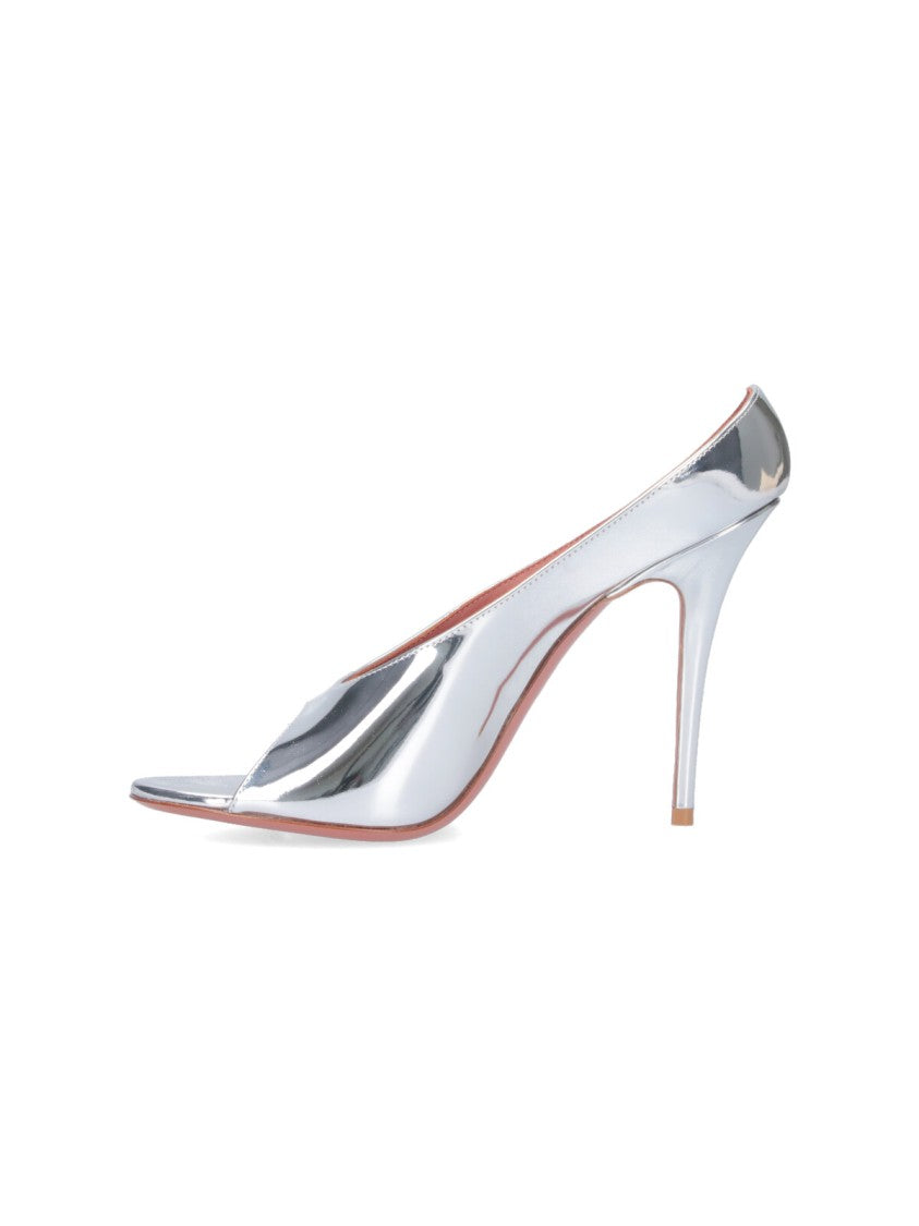 Amina Muaddi "Anok Slipper" Pumps Mirrored Patent Calfskin