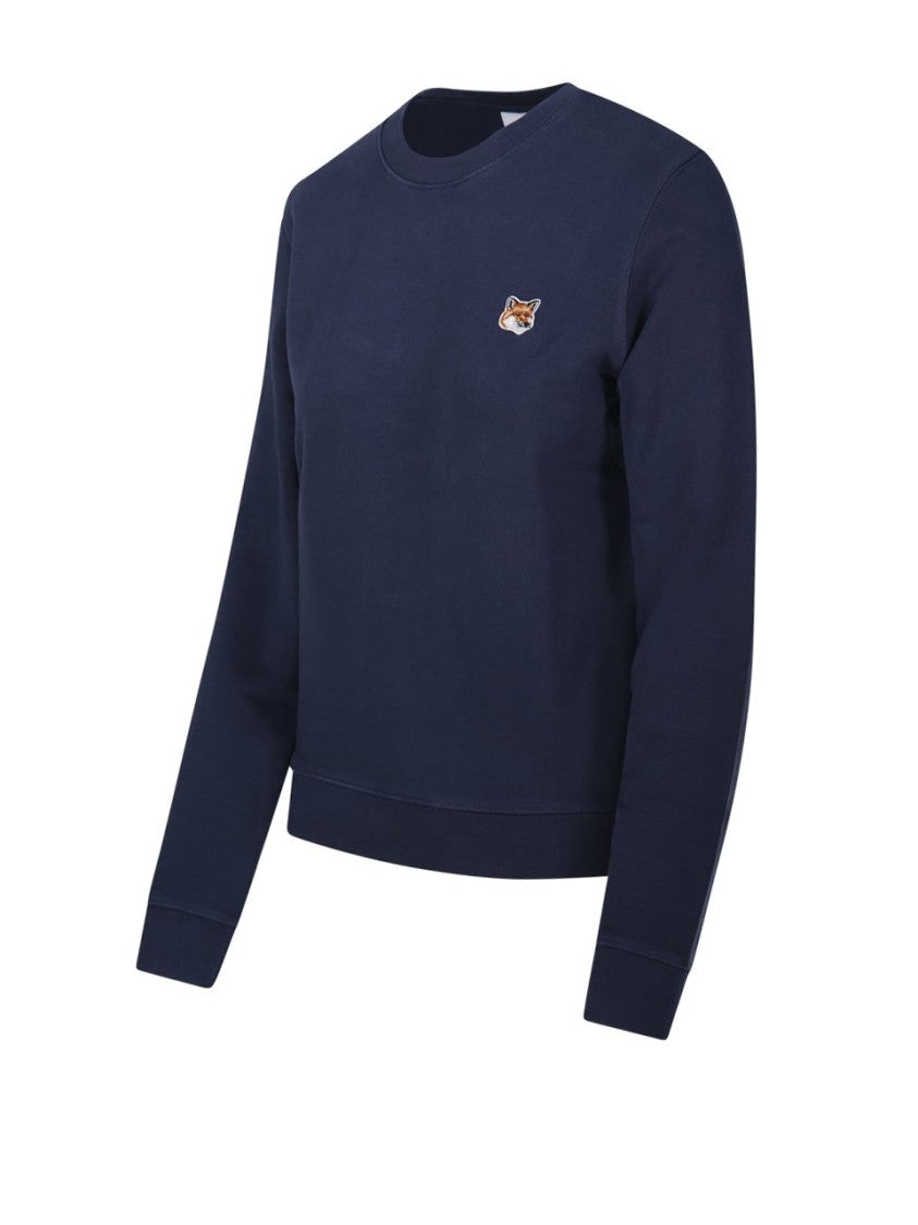 Maison Kitsuné Long-Sleeved Crew Neck Cotton Shirt With Embroidered Fox Emblem
