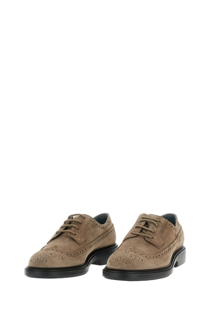 Hogan Derby Lace-Up Shoes With Broguing And Wingtip Detailing
