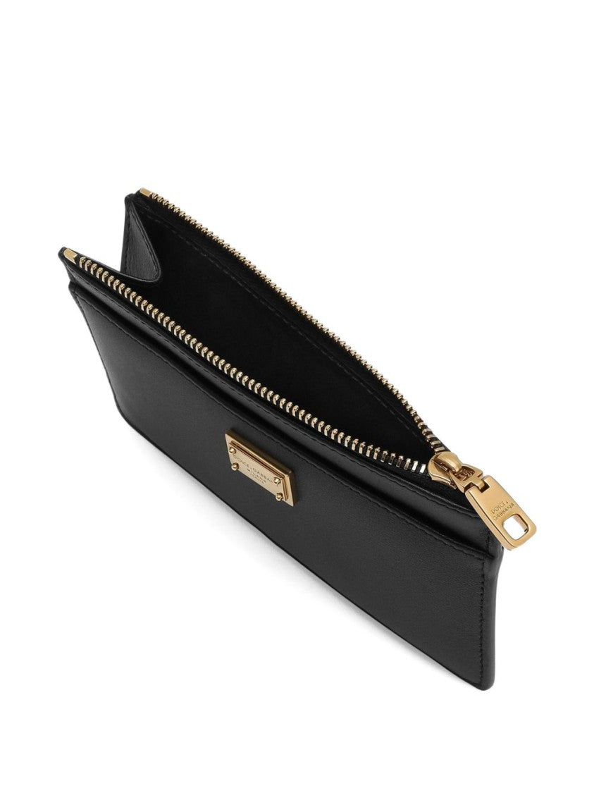 Dolce & Gabbana Rectangular Calfskin Clutch With Gold-Tone Accents