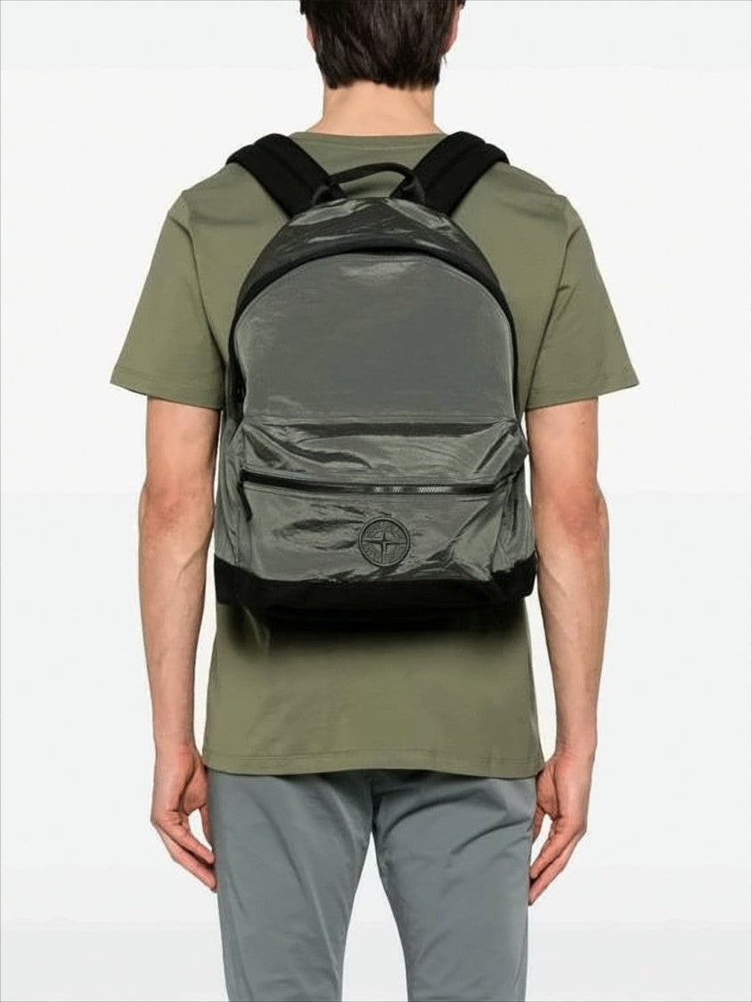 Stone Island Sleek Rounded Nylon Backpack With Adjustable Straps
