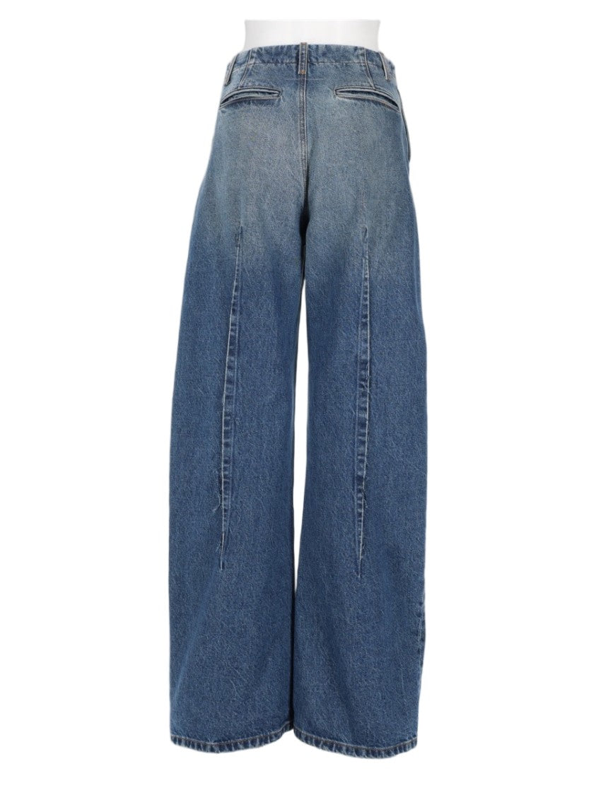 Mm6 By Maison Margiela Wide-Leg Denim Trousers With Vertical Seams And Belt Loops
