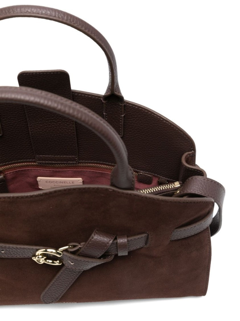 Coccinelle Structured Brown Calfskin Shoulder Bag