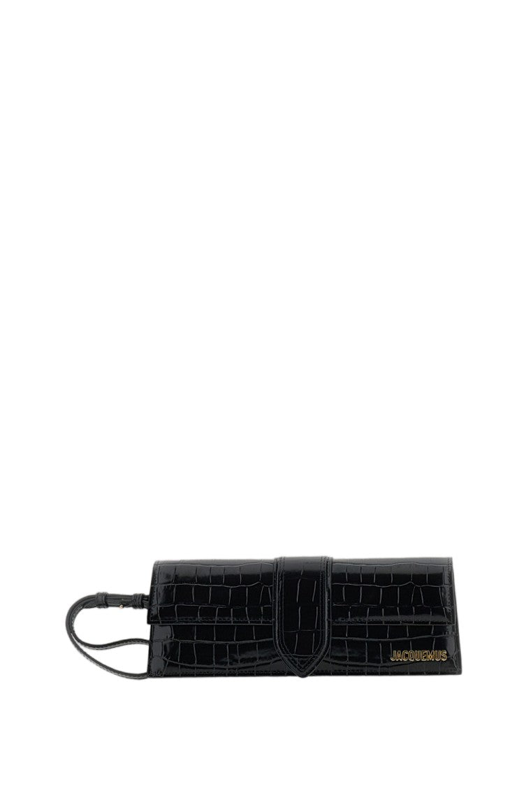 Jacquemus Black La Pochette Bambino Crocodile-Embossed Leather Clutch