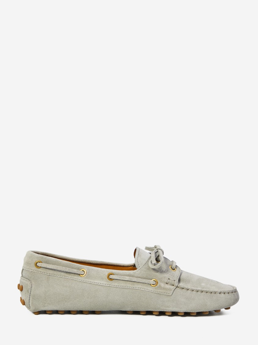 Tod's Soft Suede Driving Moccasins With Lace-Up Detail