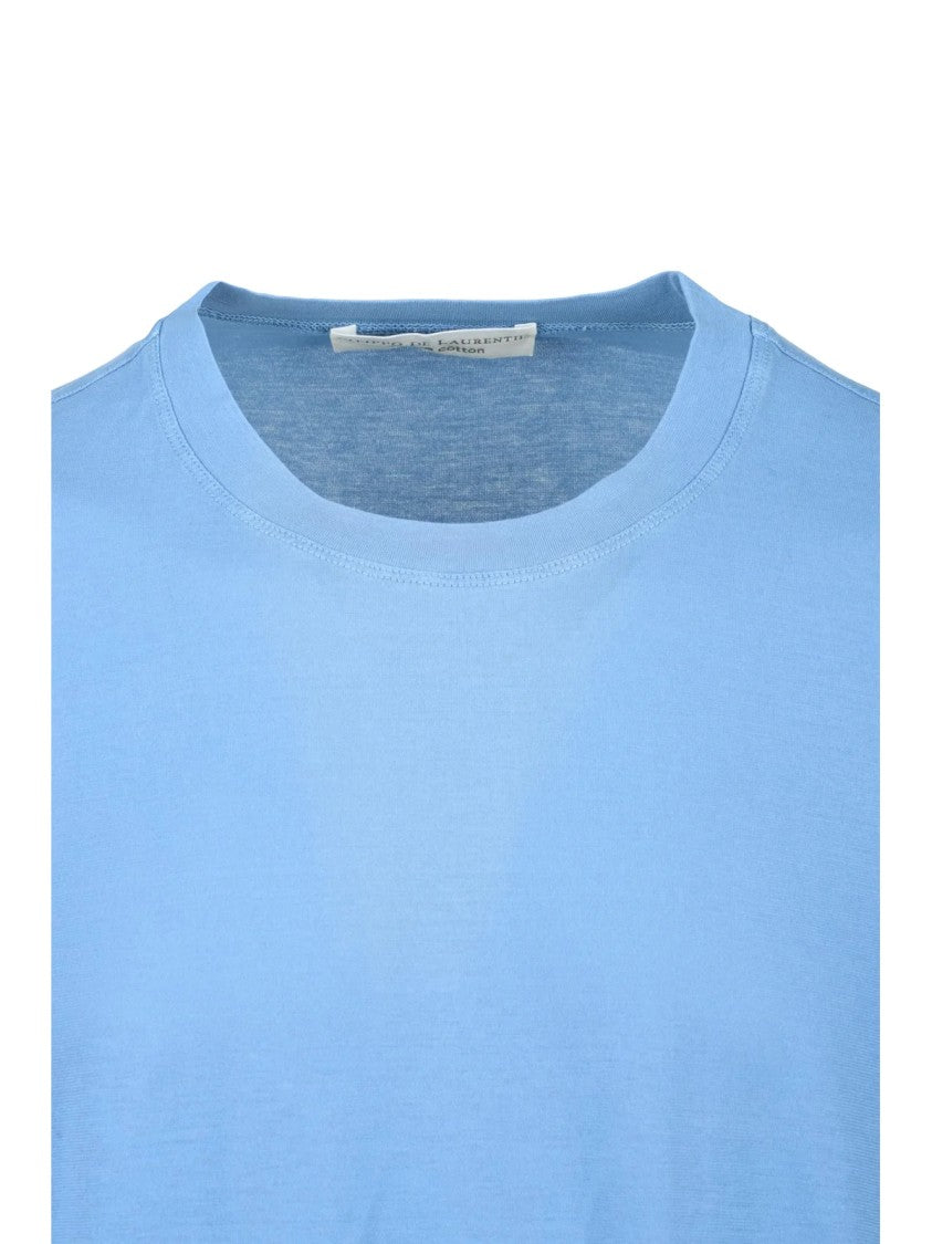 Filippo De Laurentiis Light Blue Crewneck Cotton T-Shirt