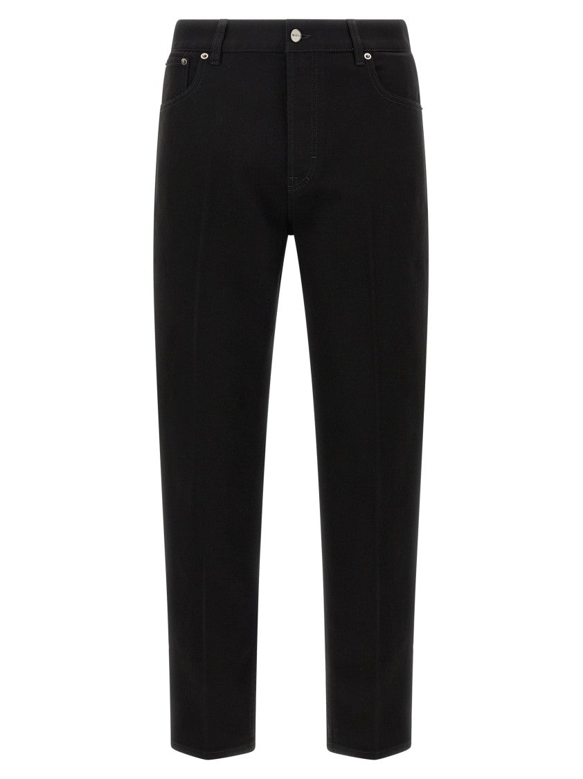 Gucci Cropped Black Jeans With Expanded Pleat