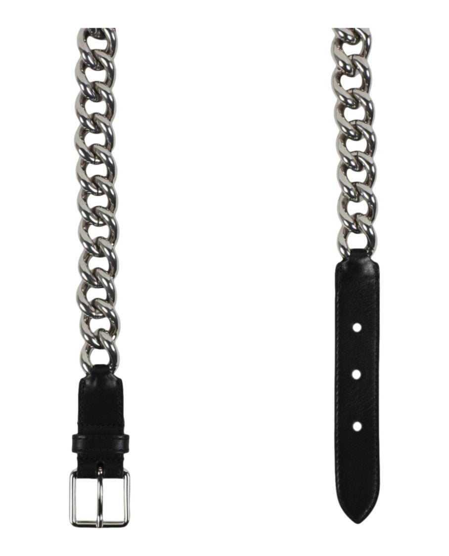 Alexander Mcqueen Chain-Trimmed Leather Belt