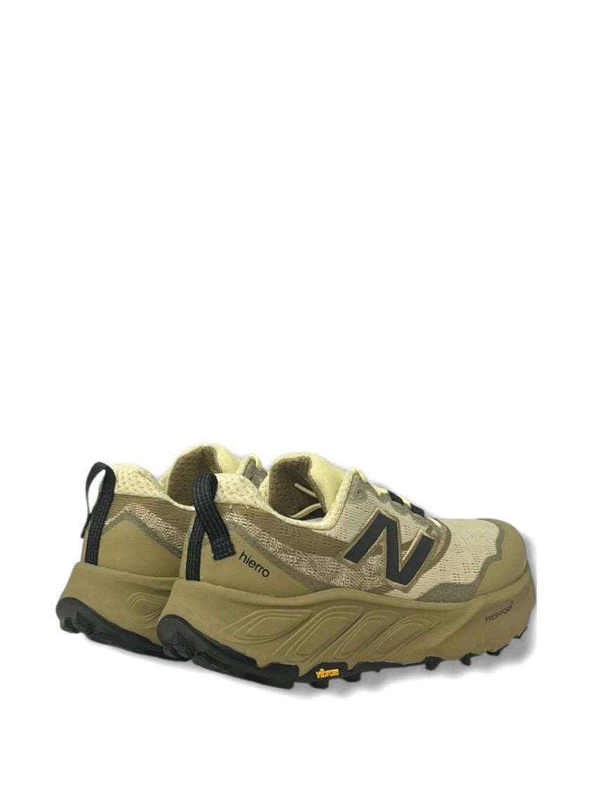 New Balance Beige Mesh Sneakers With Olive Overlays