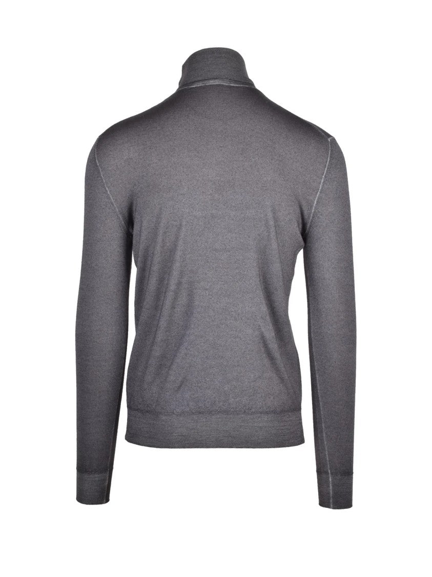 Aspesi Refined Grey Wool Turtleneck Sweater