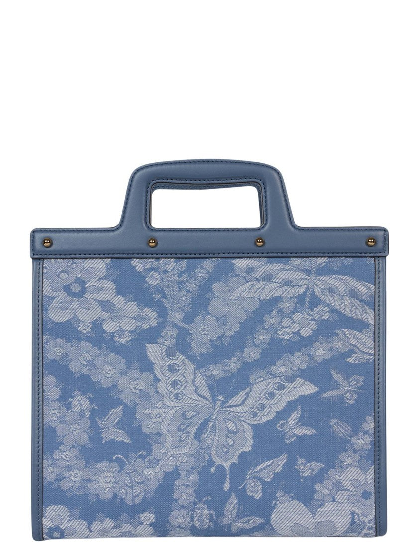 Etro Medium Floral Jacquard Denim Shopping Bag