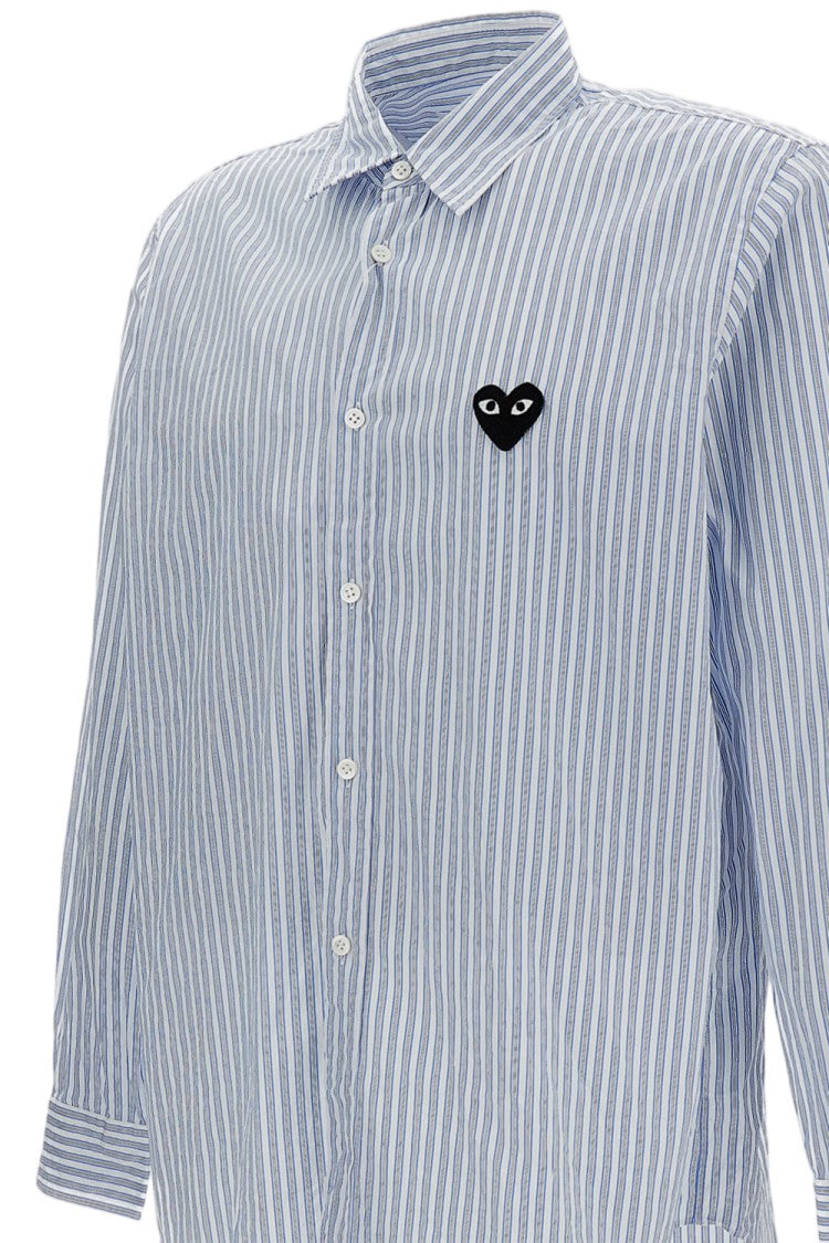 Comme Des Garçons Vertical Stripe Long-Sleeve Shirt With Embroidered Logo