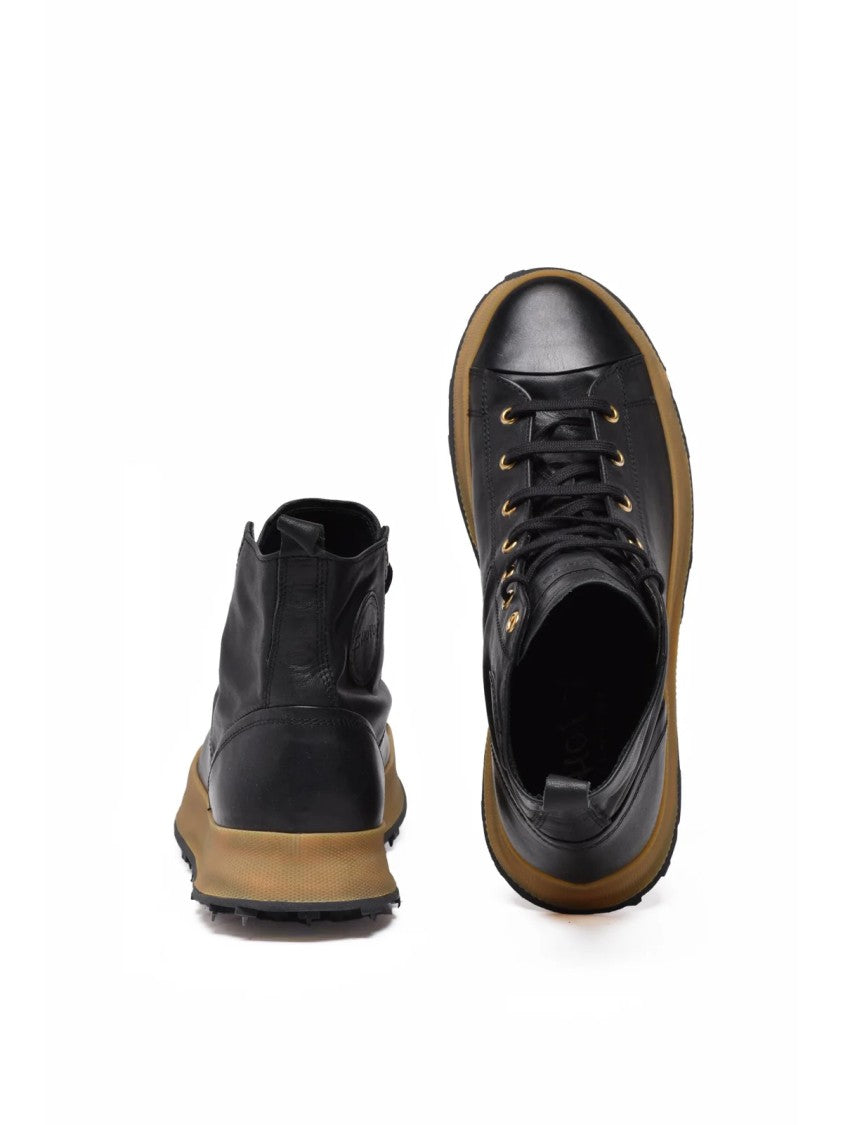 Shoto Black Leather High-Top Sneakers