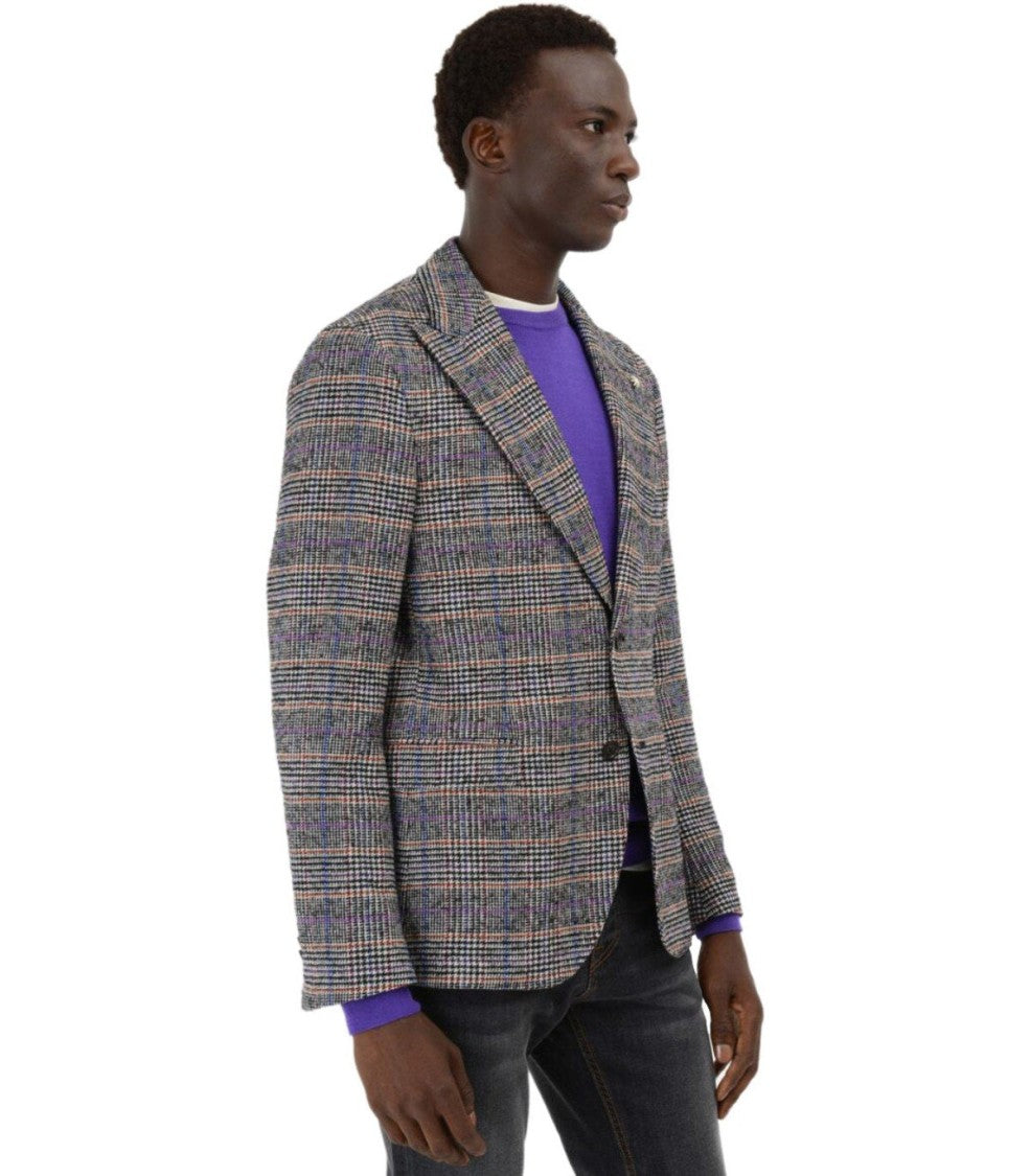 Manuel Ritz Grey Prince Of Wales Single Breasted Jacket